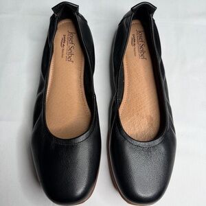 Josef Seibel Women 9 9.5 Fenja EU 40 Black Leather Ballet Flat Comfort Shoes